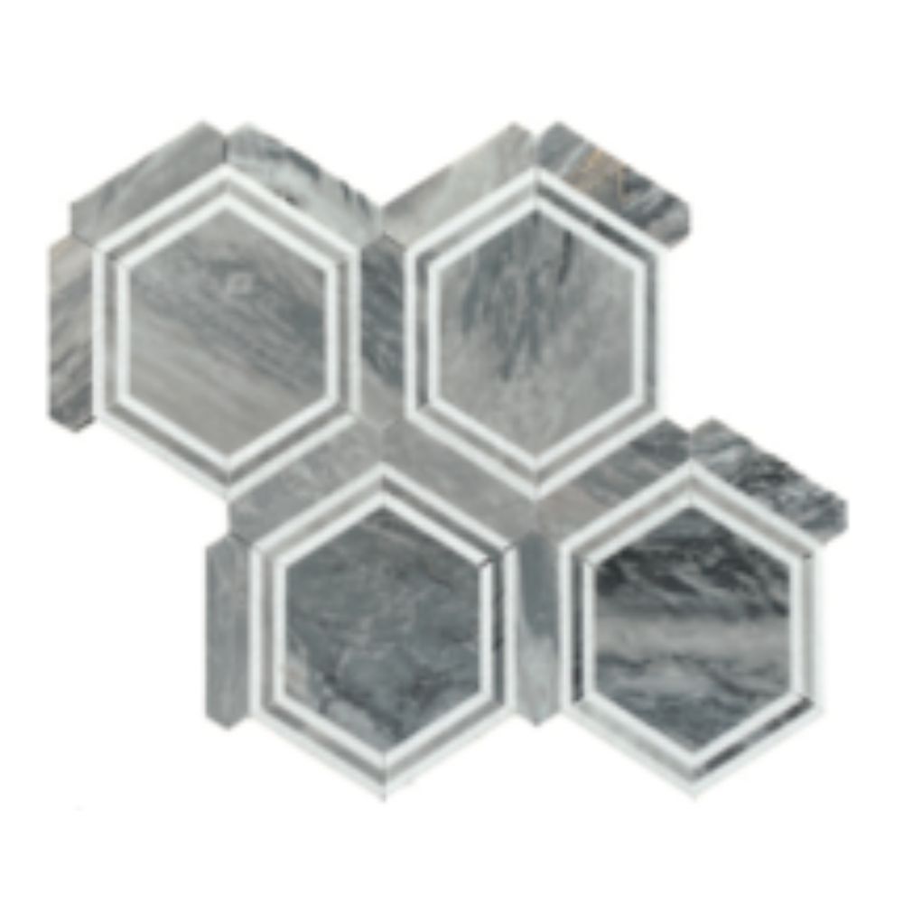 Belluno Designs GEO-BARDP Amelia 6.5" x 6"  Bardiglio Hexagon Polished Mosaic Wall & Floor Tile 